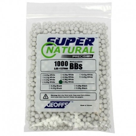 Bolas Geoffs Super Natural Precision 0,40 blanca (1000rds)