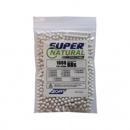 Bolas Geoffs Super Natural Precision 0,36 blanca (1000rds)